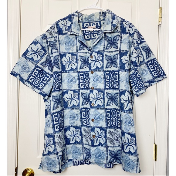 Merona Printed Button Down Shirt Floral Blue XXL - Picture 1 of 7